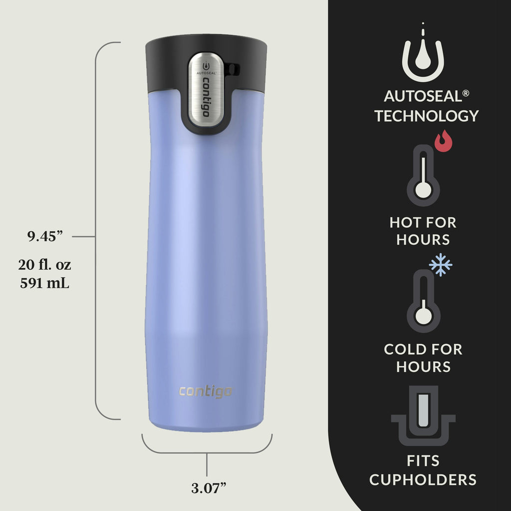 Contigo® AUTOSEAL® West Loop Vacuum-Insulated Stainless Steel Travel Mug with Easy-Clean Lid, 20 oz, 2-Pack